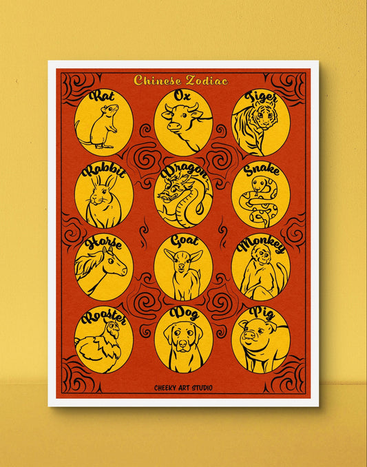 Chinese Zodiac Art Print - Cheeky Art Studio - allison thompson - allisthompson - art - Artwork - Portland, Oregon - Asian American Artist