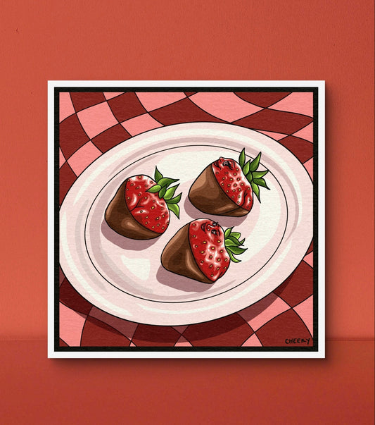 Chocolate Covered Strawbooties Art Print - Cheeky Art Studio - art - groovy - print - Artwork - Portland, Oregon - Asian American Artist