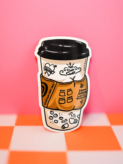 Coffee Takeout Booty Vinyl Sticker - Cheeky Art Studio - allison thompson - allisthompson - art - Electronics Stickers & Decals - Portland, Oregon - Asian American Artist