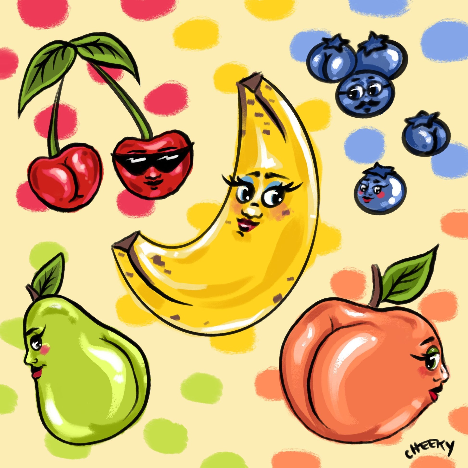 Colorful Cuties Postcard - Cheeky Art Studio - allison thompson - allisthompson - art - Greeting & Note Cards - Portland, Oregon - Asian American Artist