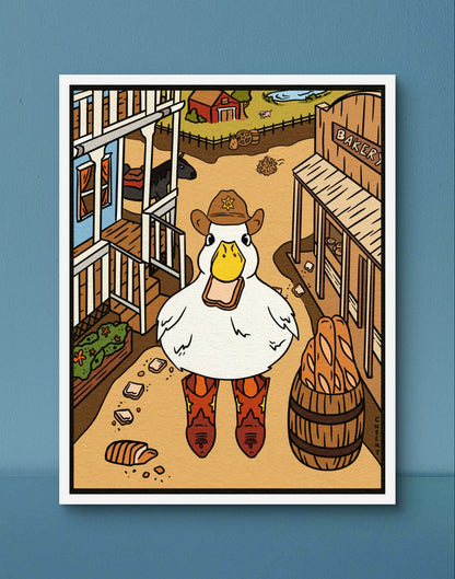 Cowboy Duckie Art Print - Cheeky Art Studio - art - cowboy - cute - Artwork - Portland, Oregon - Asian American Artist