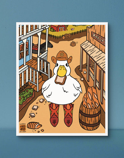 Cowboy Duckie Art Print - Cheeky Art Studio - art - cowboy - cute - Artwork - Portland, Oregon - Asian American Artist