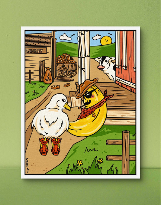 Cowboy Duckie II Art Print - Cheeky Art Studio - art - print - retro - Artwork - Portland, Oregon - Asian American Artist