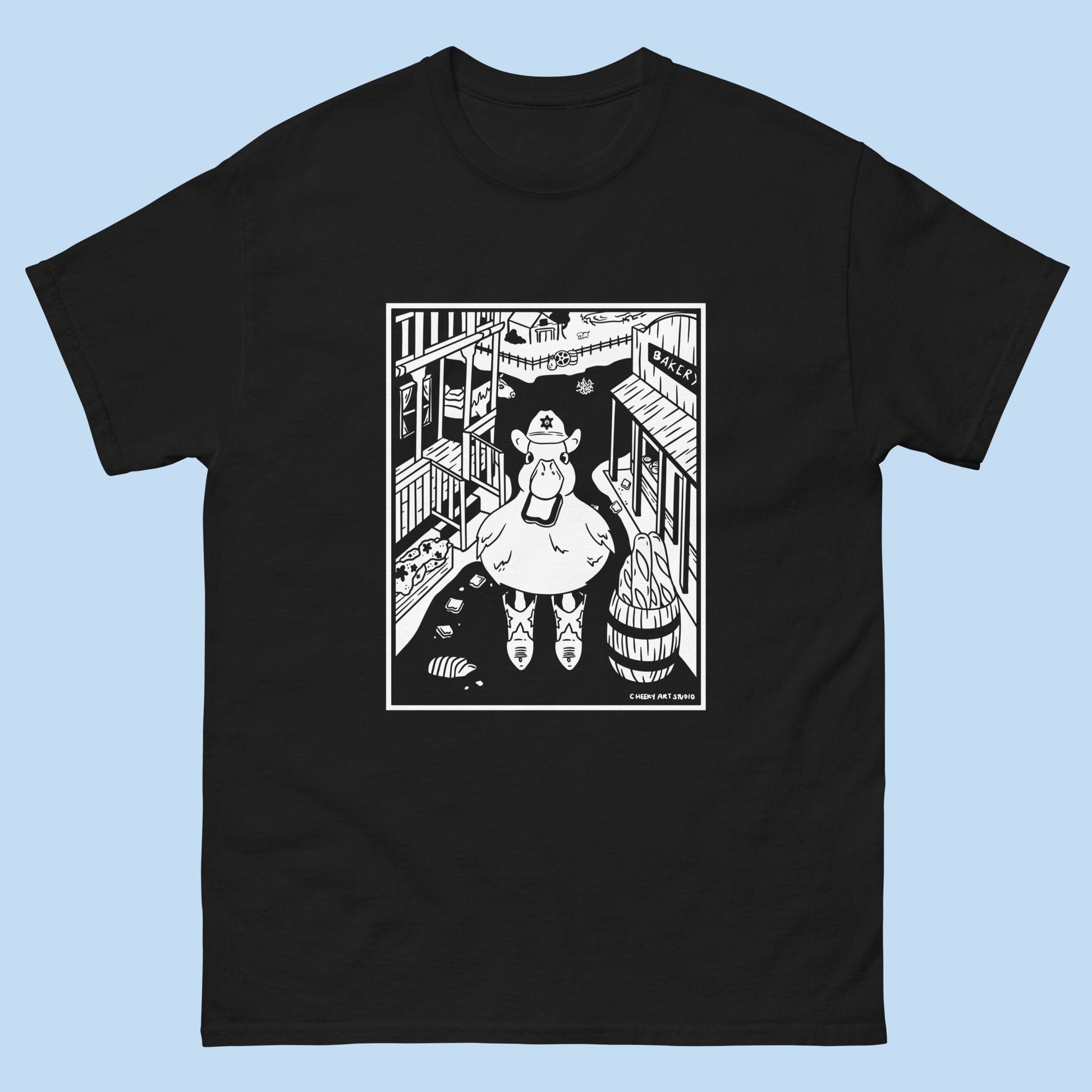 Cowboy Duckie T-Shirt - Cheeky Art Studio - Apparel - black - cowboy - Shirts & Tops - Portland, Oregon - Asian American Artist