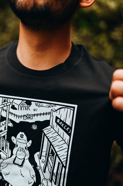 Cowboy Duckie T-Shirt - Cheeky Art Studio - Apparel - black - cowboy - Shirts & Tops - Portland, Oregon - Asian American Artist