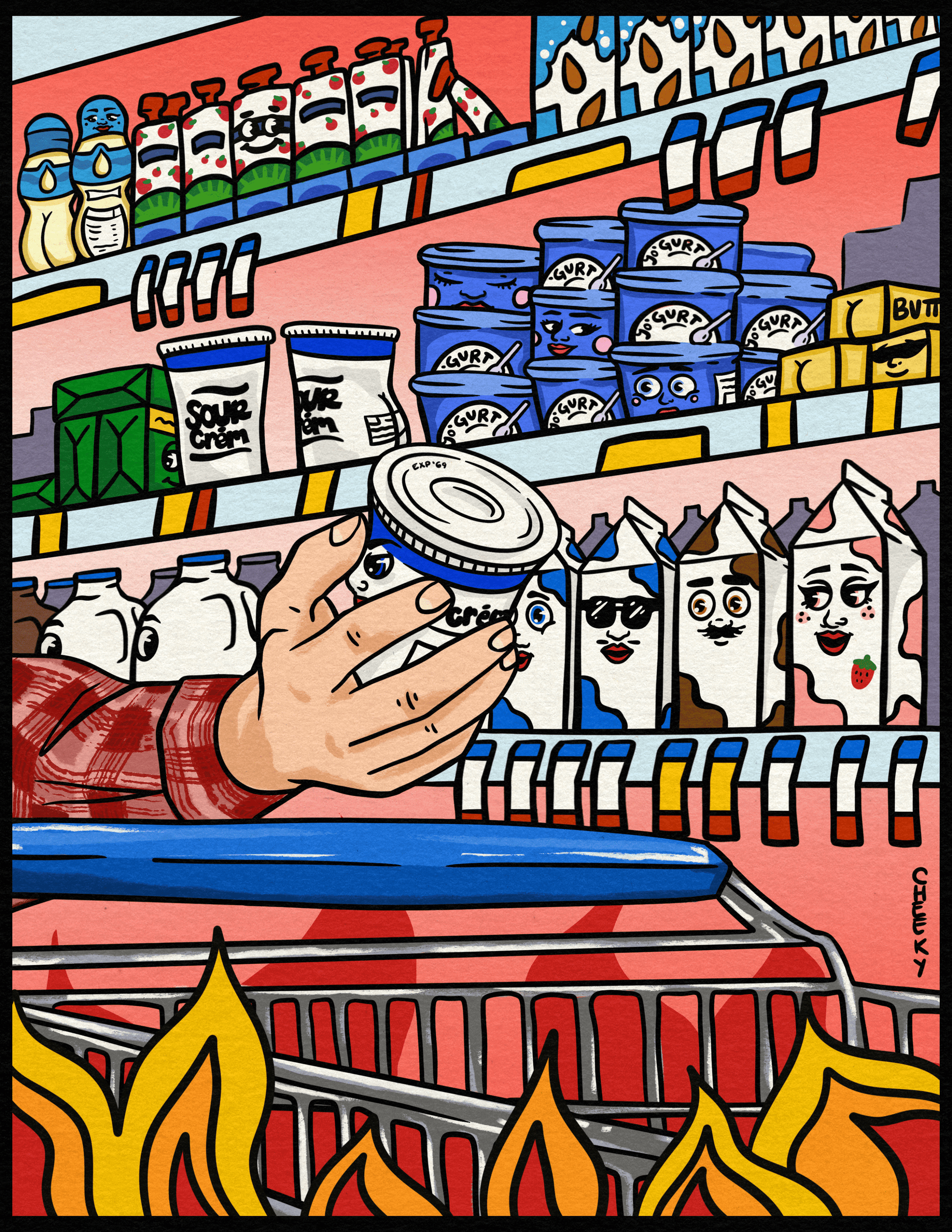 Dairy Aisle Tragedy Art Print - Cheeky Art Studio - art - butter - dairy - Artwork - Portland, Oregon - Asian American Artist