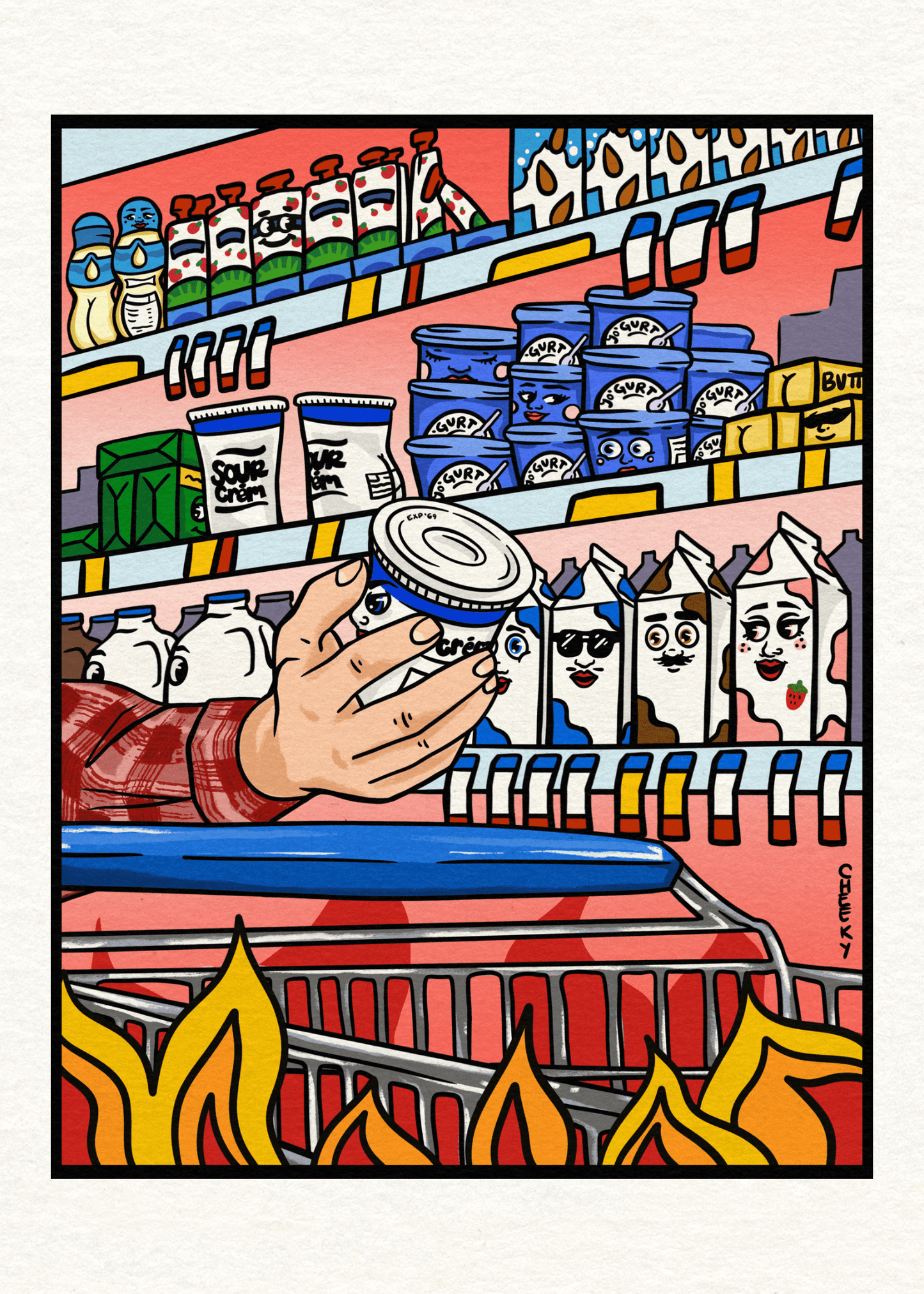 Dairy Aisle Tragedy Art Print - Cheeky Art Studio - art - butter - dairy - Artwork - Portland, Oregon - Asian American Artist