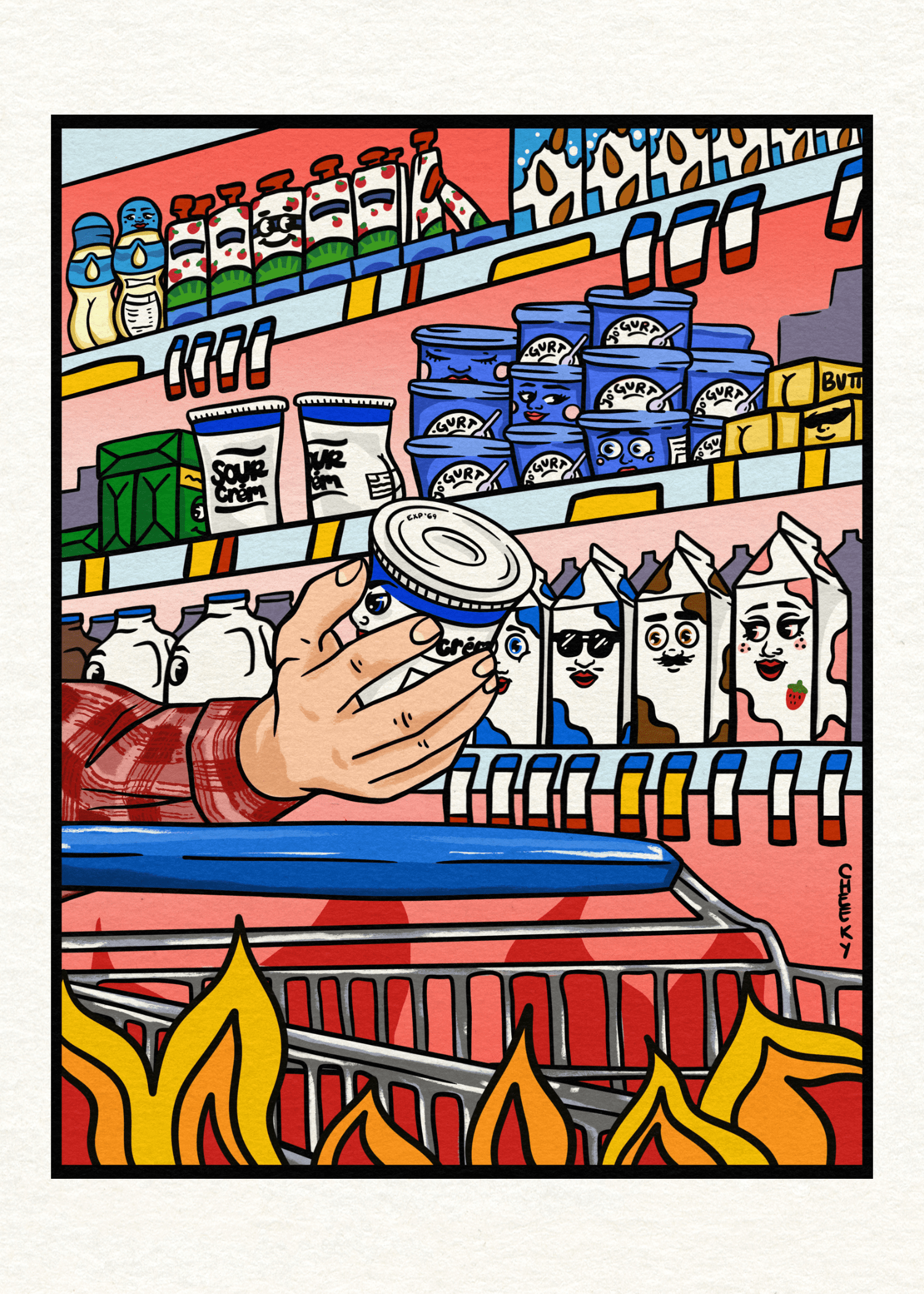 Dairy Aisle Tragedy Art Print - Cheeky Art Studio - art - butter - dairy - Artwork - Portland, Oregon - Asian American Artist