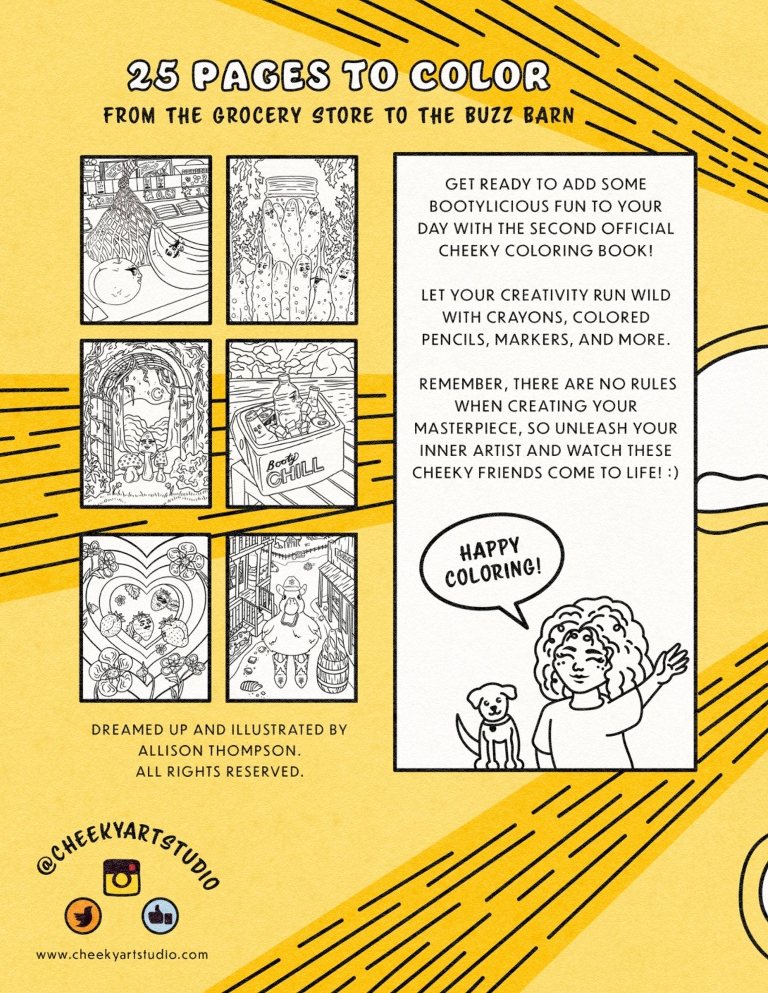 Foodie Booties 2: A Cheeky Coloring Book - Cheeky Art Studio - allison thompson - allisthompson - Apple - Coloring Book - Portland, Oregon - Asian American Artist