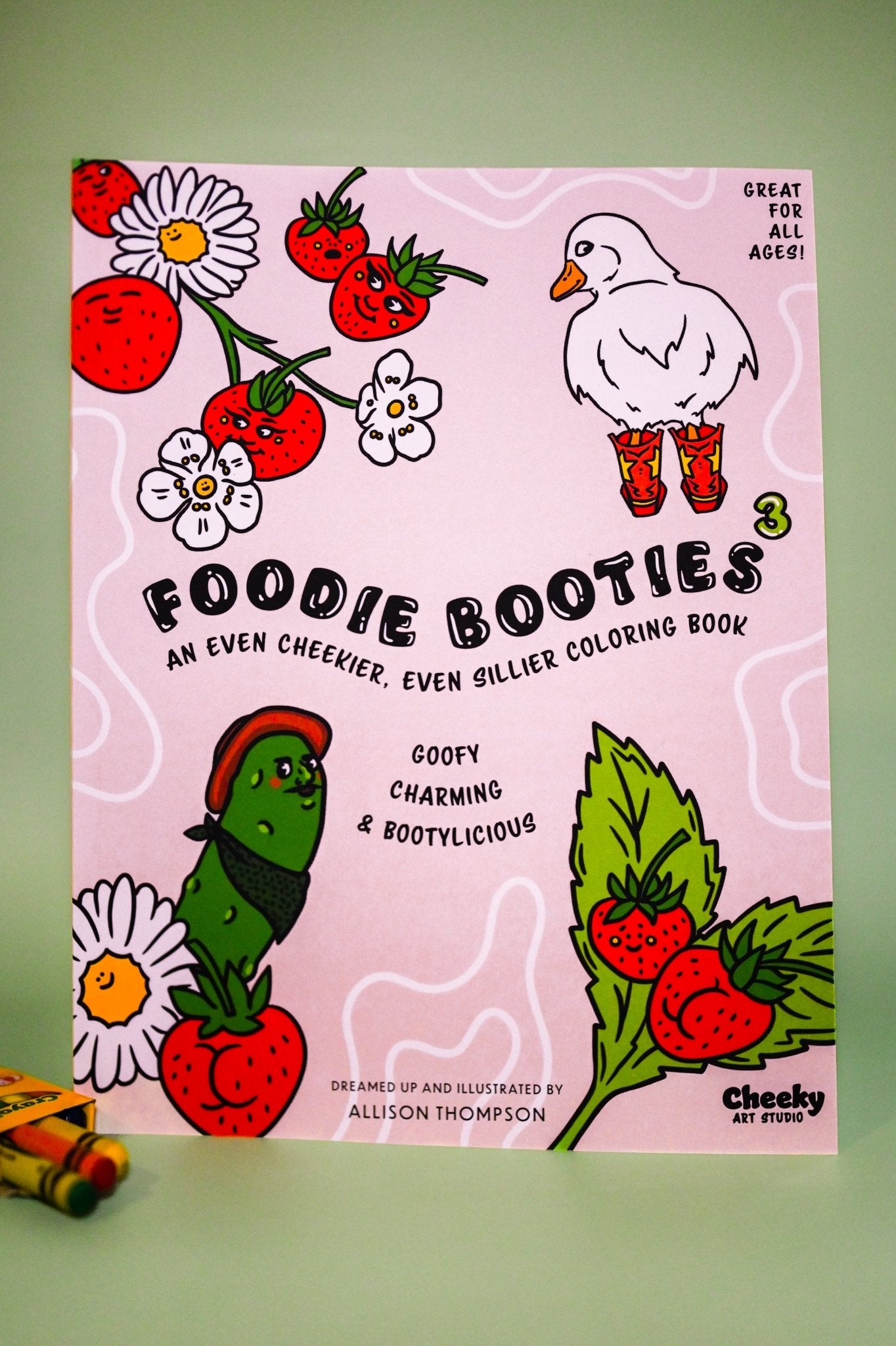 Foodie Booties 3: An Even Cheekier, Even Sillier Coloring Book - Cheeky Art Studio - allison thompson - allisthompson - Apple - Coloring Book - Portland, Oregon - Asian American Artist