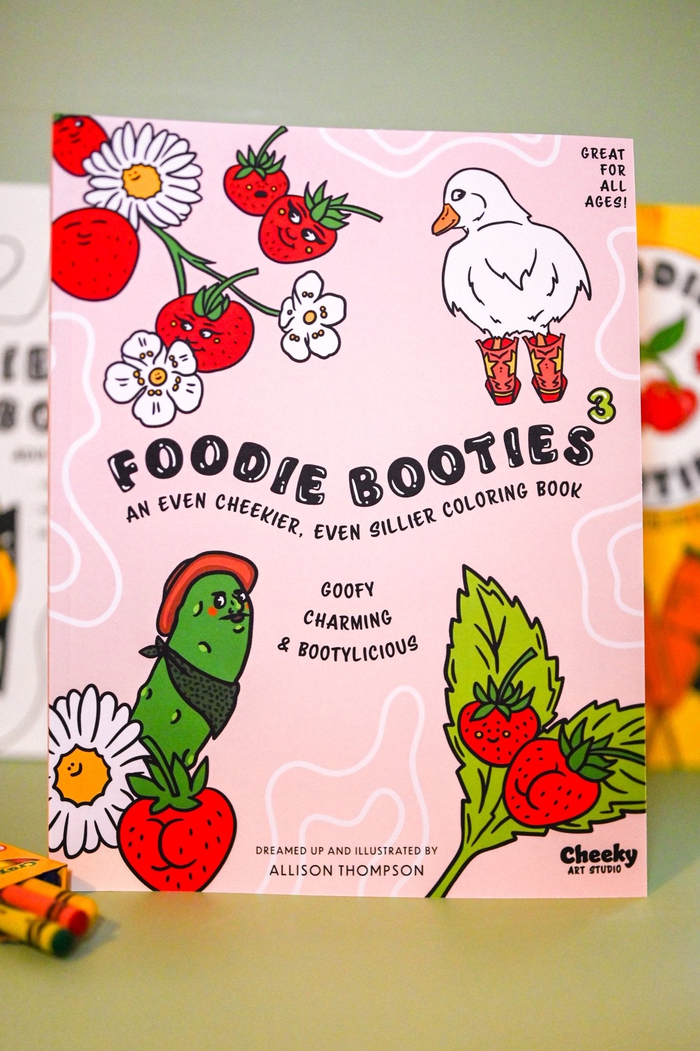 Foodie Booties 3: An Even Cheekier, Even Sillier Coloring Book - Cheeky Art Studio - allison thompson - allisthompson - Apple - Coloring Book - Portland, Oregon - Asian American Artist