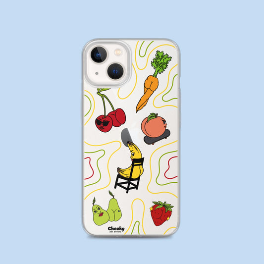 Foodie Booties Clear Phone Case - Cheeky Art Studio-banana-carrot-cherry