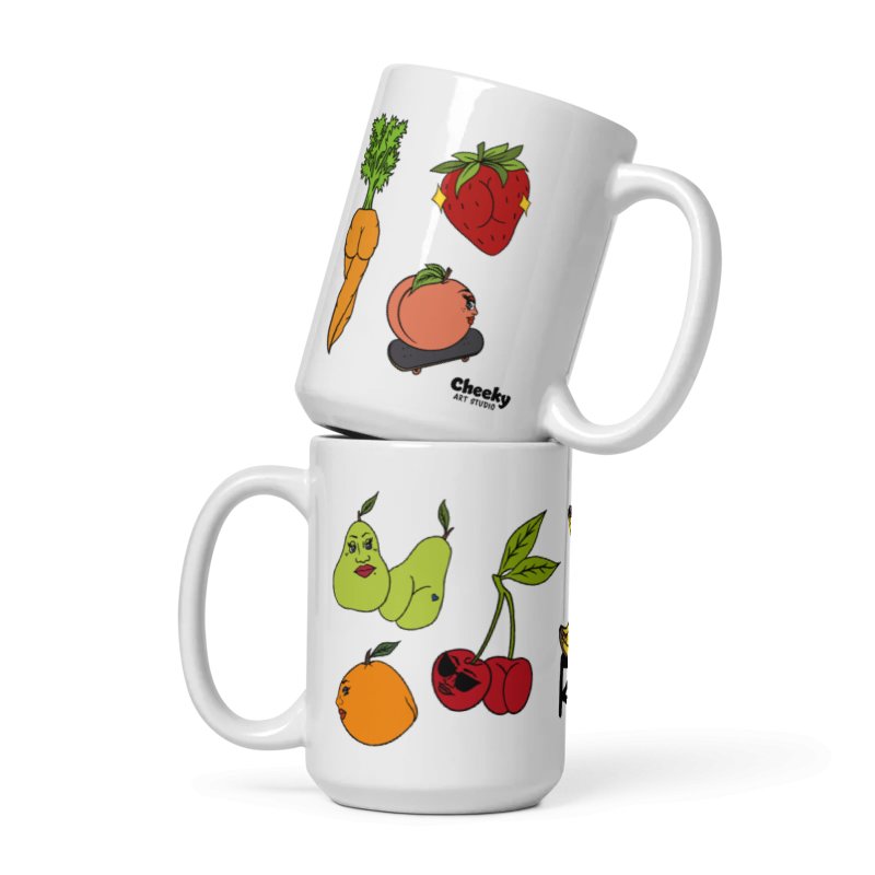 Foodie Booties Coffee Mug - Cheeky Art Studio-banana-carrot-Cherry