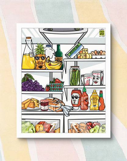 Fridge Friends Art Print - Cheeky Art Studio - art - banana - fridge - Artwork - Portland, Oregon - Asian American Artist