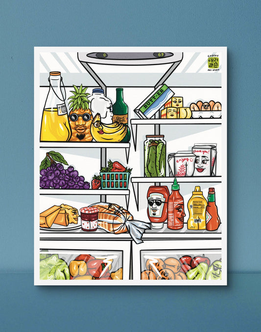 Fridge Friends Art Print - Cheeky Art Studio - art - banana - fridge - Artwork - Portland, Oregon - Asian American Artist