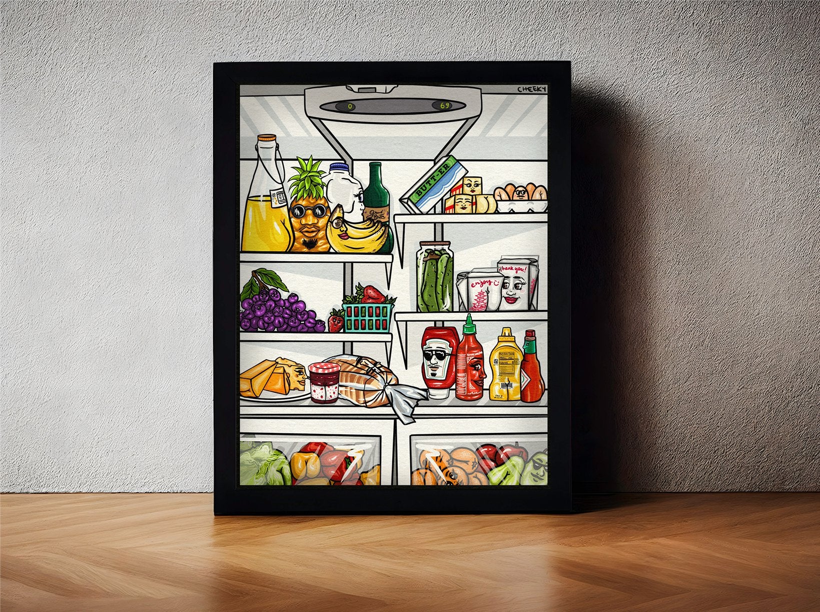 Fridge Friends Art Print - Cheeky Art Studio - art - banana - fridge - Artwork - Portland, Oregon - Asian American Artist
