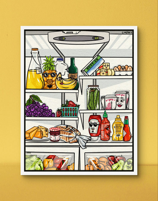 Fridge Friends Art Print - Cheeky Art Studio - art - banana - fridge - Artwork - Portland, Oregon - Asian American Artist