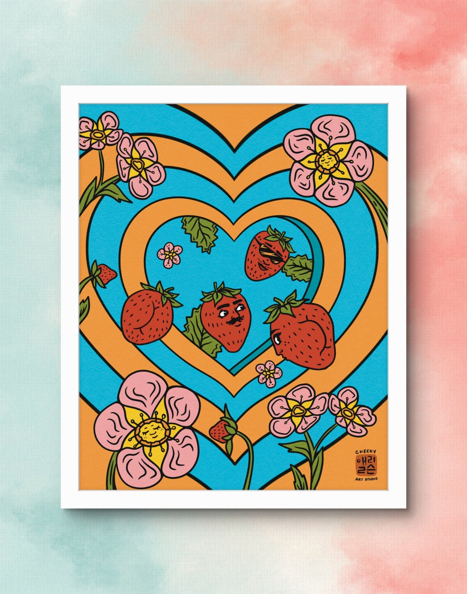 Groovy Strawbooties Art Print - Cheeky Art Studio - art - groovy - print - Artwork - Portland, Oregon - Asian American Artist