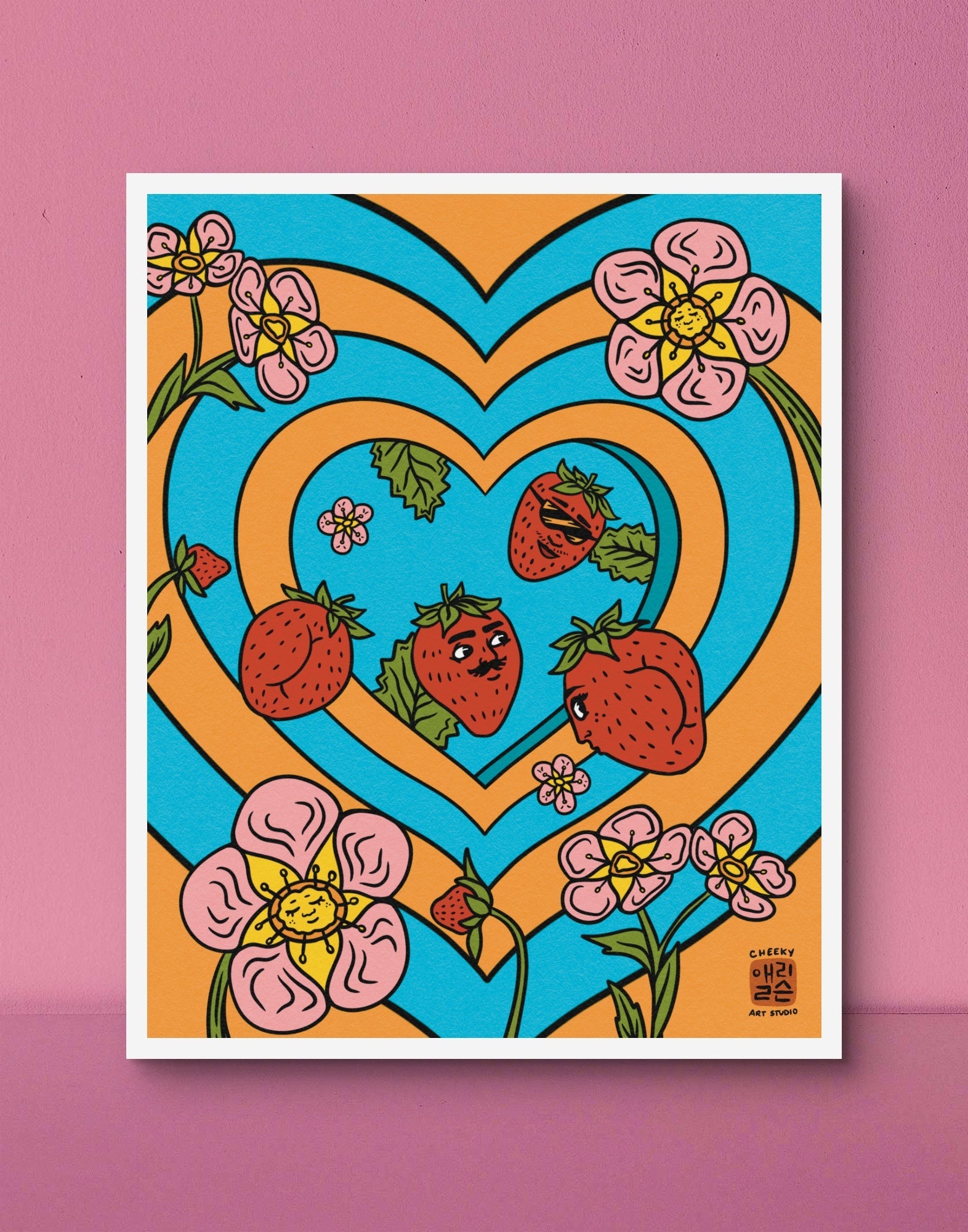 Groovy Strawbooties Art Print - Cheeky Art Studio - art - groovy - print - Artwork - Portland, Oregon - Asian American Artist