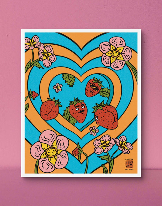Groovy Strawbooties Art Print - Cheeky Art Studio - art - groovy - print - Artwork - Portland, Oregon - Asian American Artist