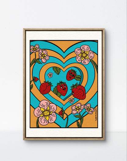 Groovy Strawbooties Art Print - Cheeky Art Studio - art - groovy - print - Artwork - Portland, Oregon - Asian American Artist