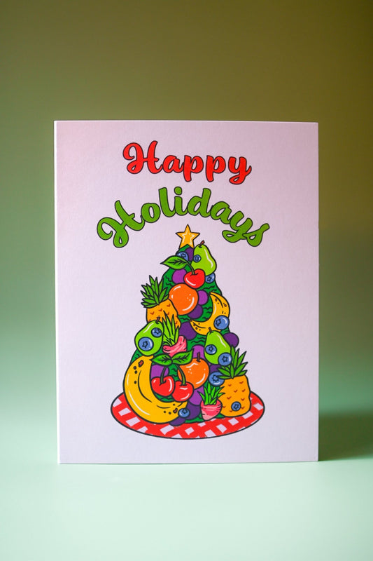 Happy Holidays Fruity Tree Card - Cheeky Art Studio - allison thompson - allisthompson - art - Greeting & Note Cards - Portland, Oregon - Asian American Artist