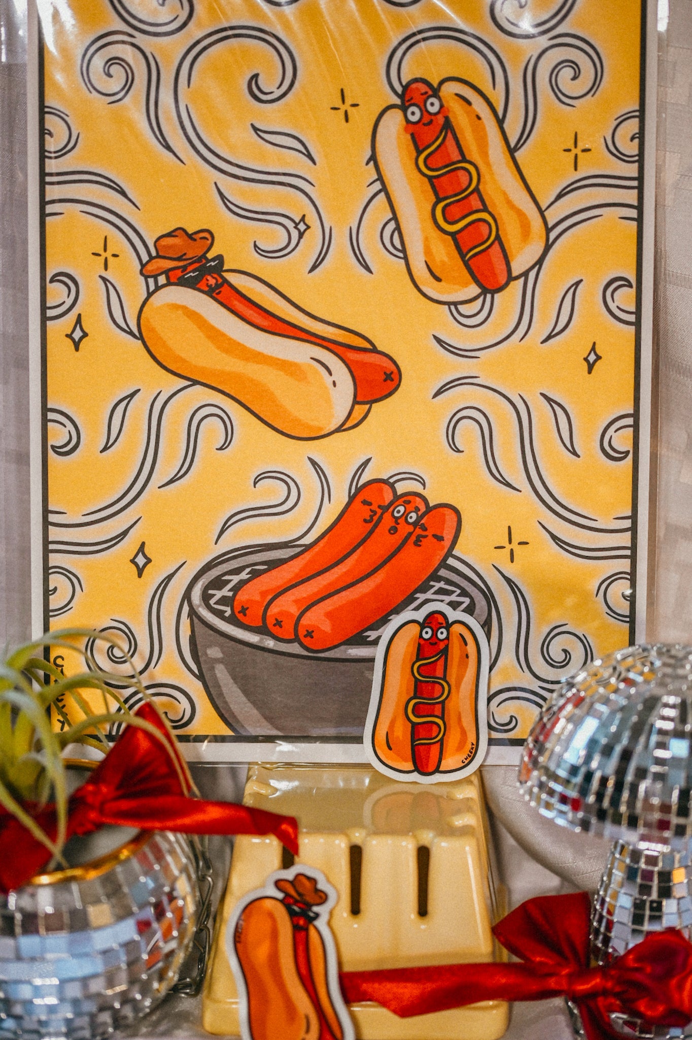 Hot Dawg Summer Art Print - Cheeky Art Studio - art - print - retro - Artwork - Portland, Oregon - Asian American Artist