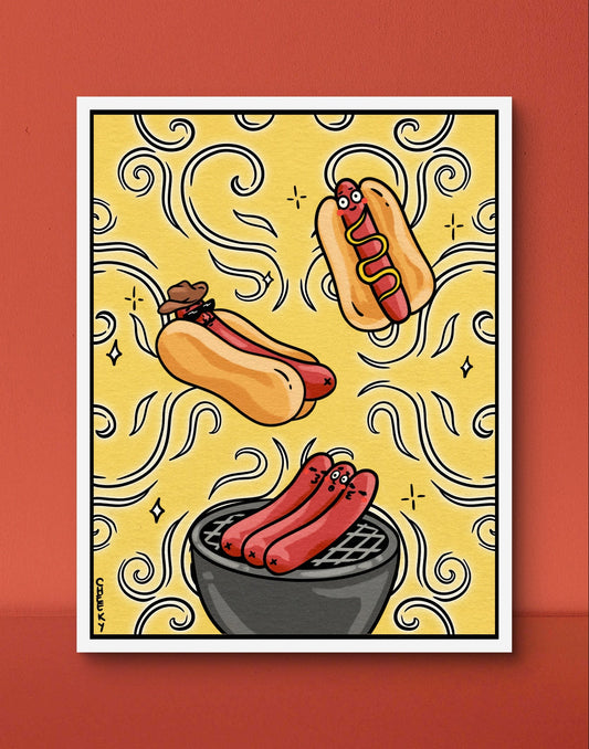 Hot Dawg Summer Art Print - Cheeky Art Studio - art - Barbeque - Bbq - Artwork - Portland, Oregon - Asian American Artist