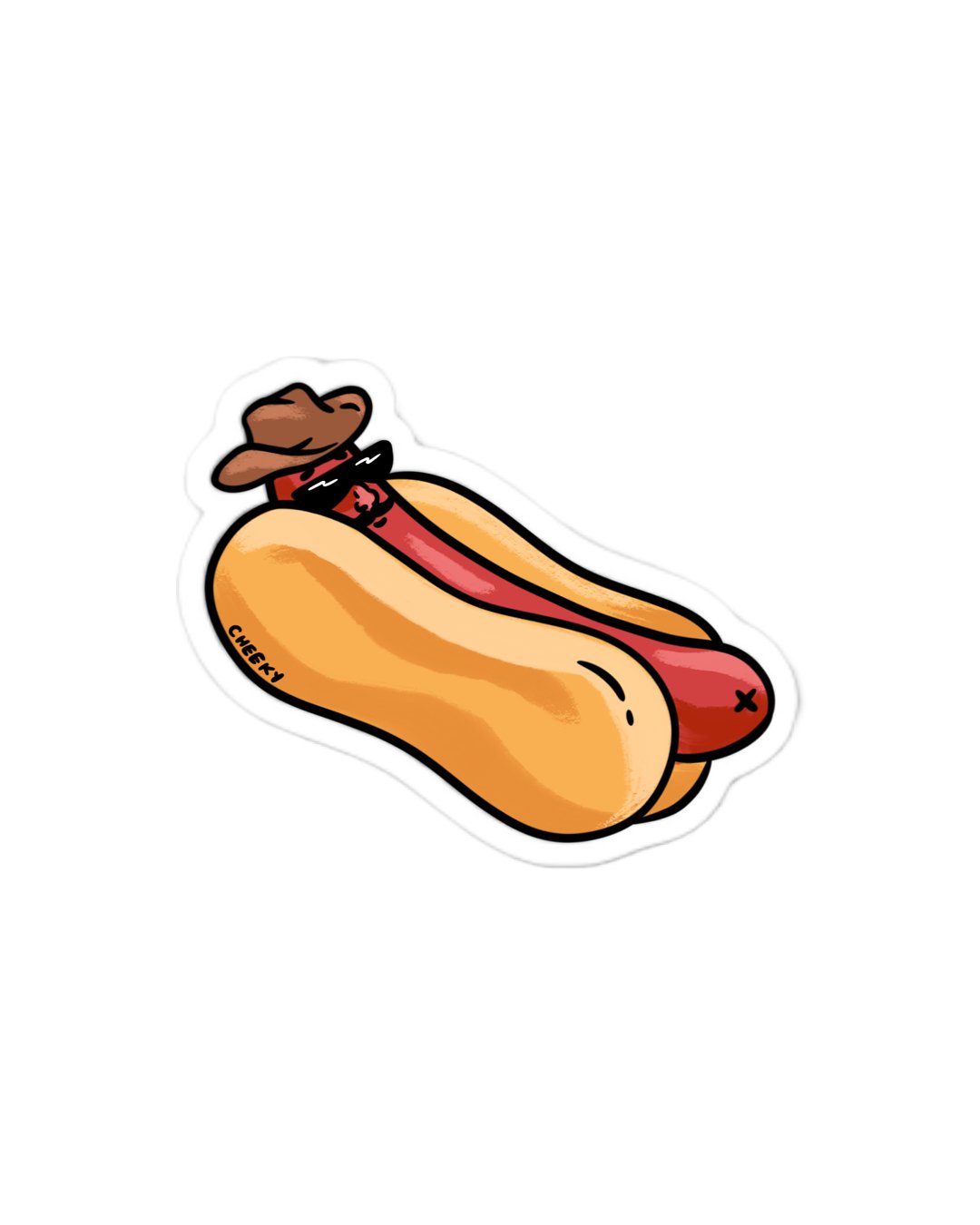 Hot Dog Cowboy Vinyl Sticker - Cheeky Art Studio - allison thompson - allisthompson - art - Electronics Stickers & Decals - Portland, Oregon - Asian American Artist