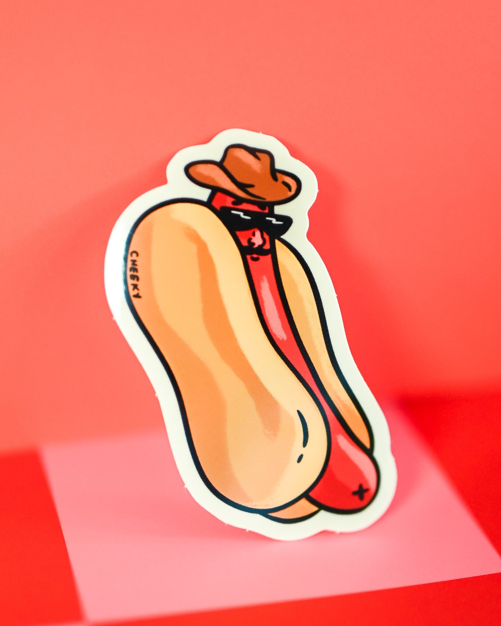 Hot Dog Cowboy Vinyl Sticker - Cheeky Art Studio - allison thompson - allisthompson - art - Electronics Stickers & Decals - Portland, Oregon - Asian American Artist