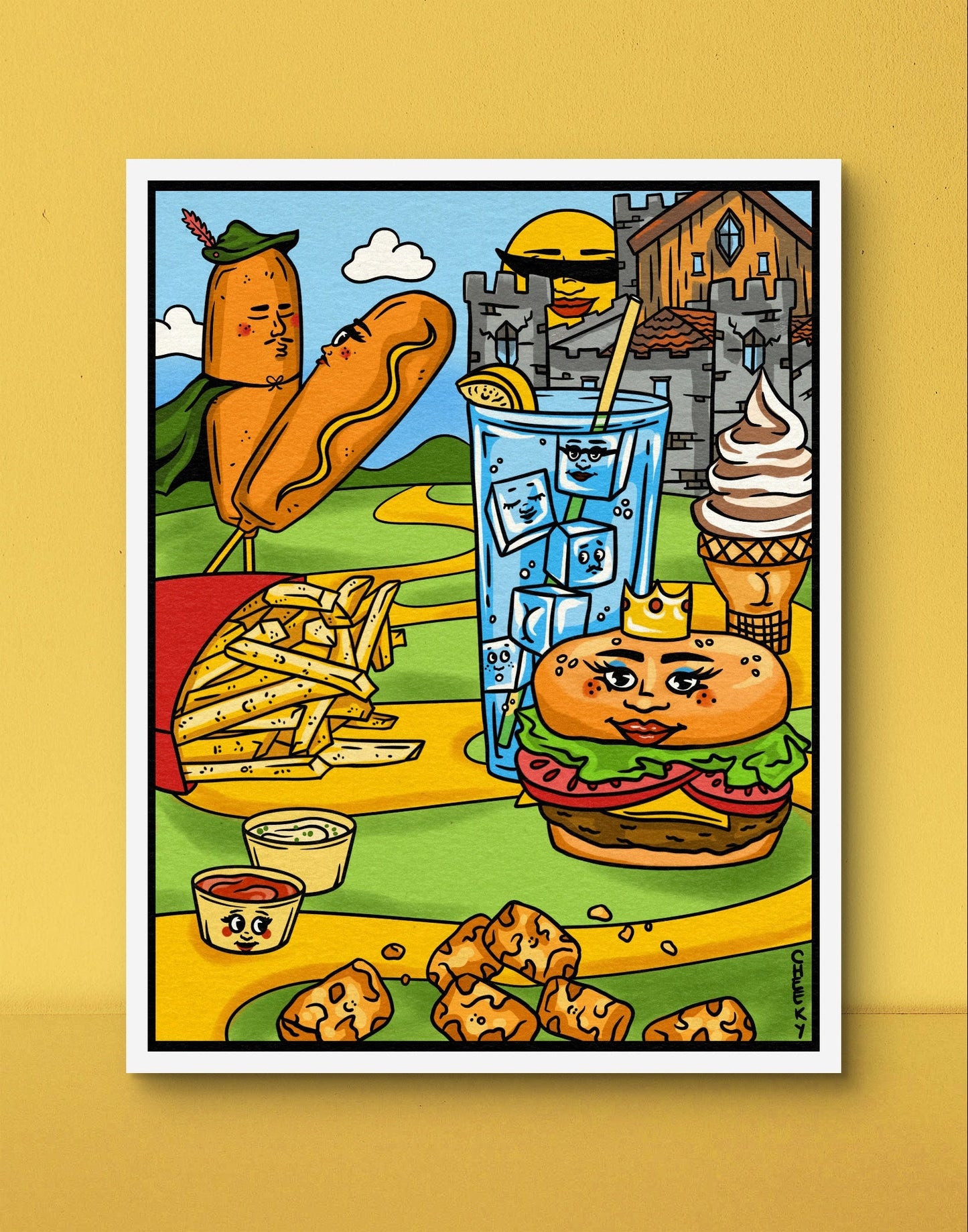 Kingdom Grub Art Print - Cheeky Art Studio - art - Burger - Castle - Artwork - Portland, Oregon - Asian American Artist
