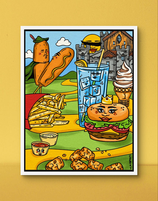 Kingdom Grub Art Print - Cheeky Art Studio - art - Burger - Castle - Artwork - Portland, Oregon - Asian American Artist