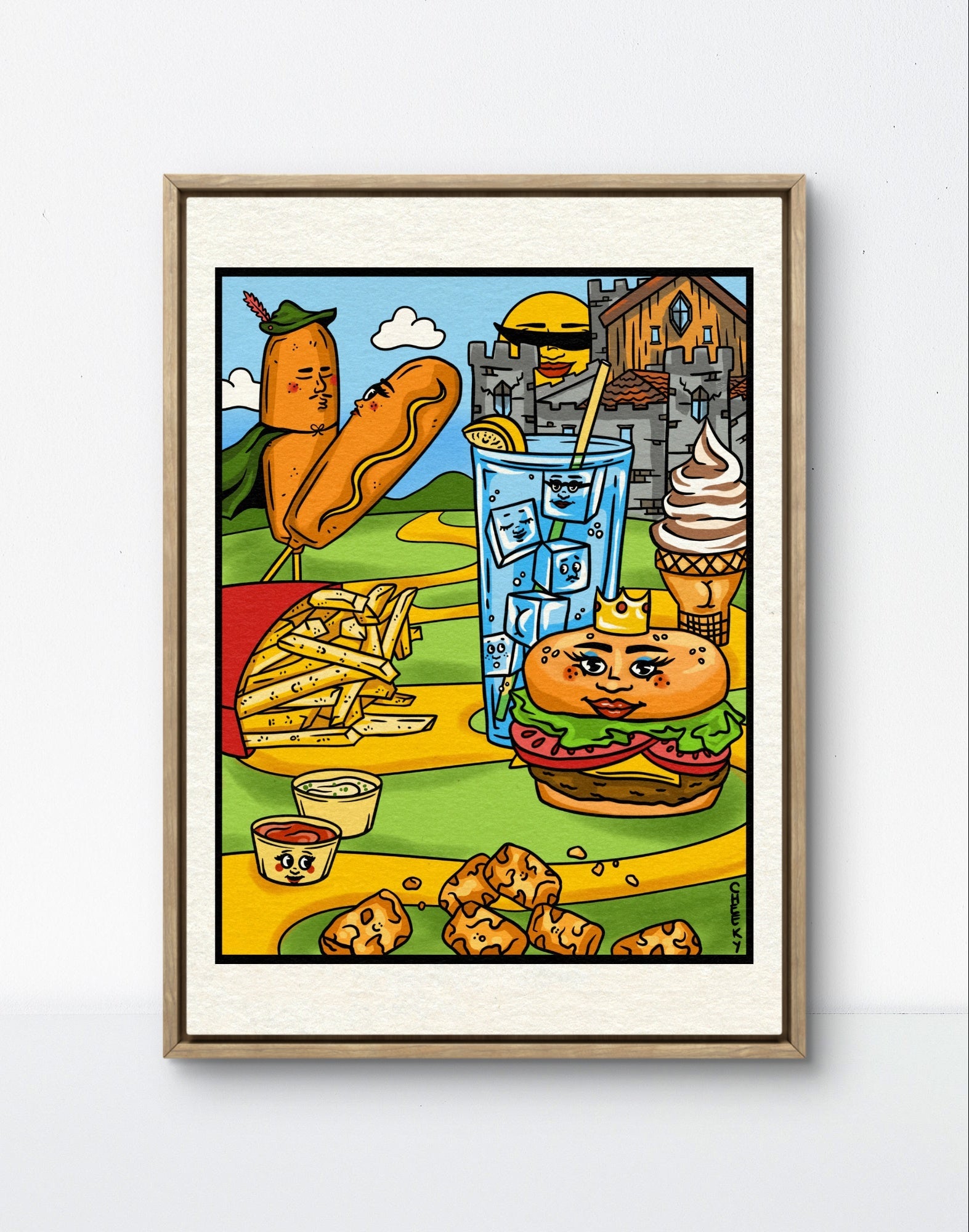 Kingdom Grub Art Print - Cheeky Art Studio - art - Burger - Castle - Artwork - Portland, Oregon - Asian American Artist