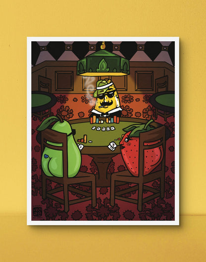 Know When To Fold Poker Art Print - Cheeky Art Studio - art - banana - banana buz - Artwork - Portland, Oregon - Asian American Artist