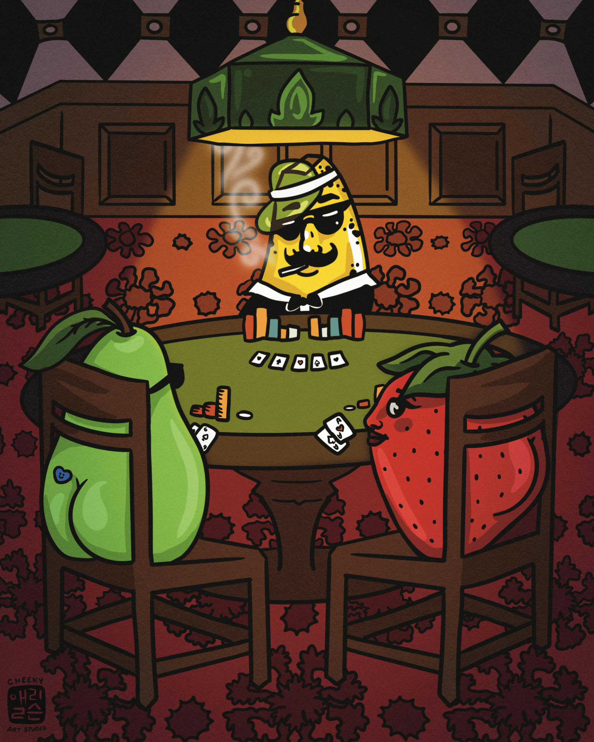 Know When To Fold Poker Art Print - Cheeky Art Studio - art - banana - banana buz - Artwork - Portland, Oregon - Asian American Artist