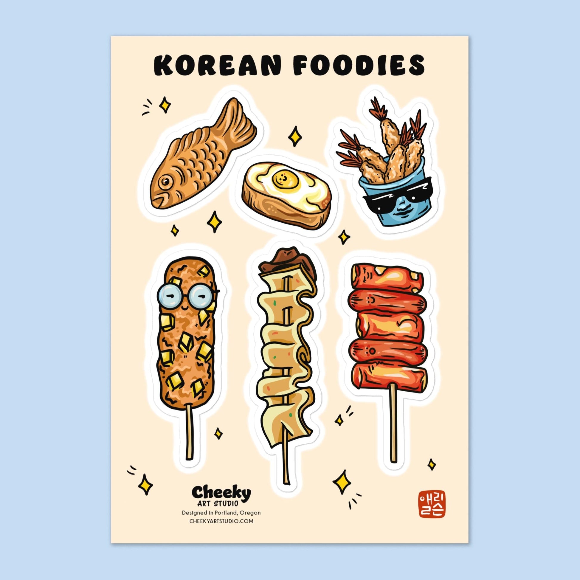 Korean Foodies Sticker Sheet - Cheeky Art Studio - korean - sheet - stickers - Electronics Stickers & Decals - Portland, Oregon - Asian American Artist