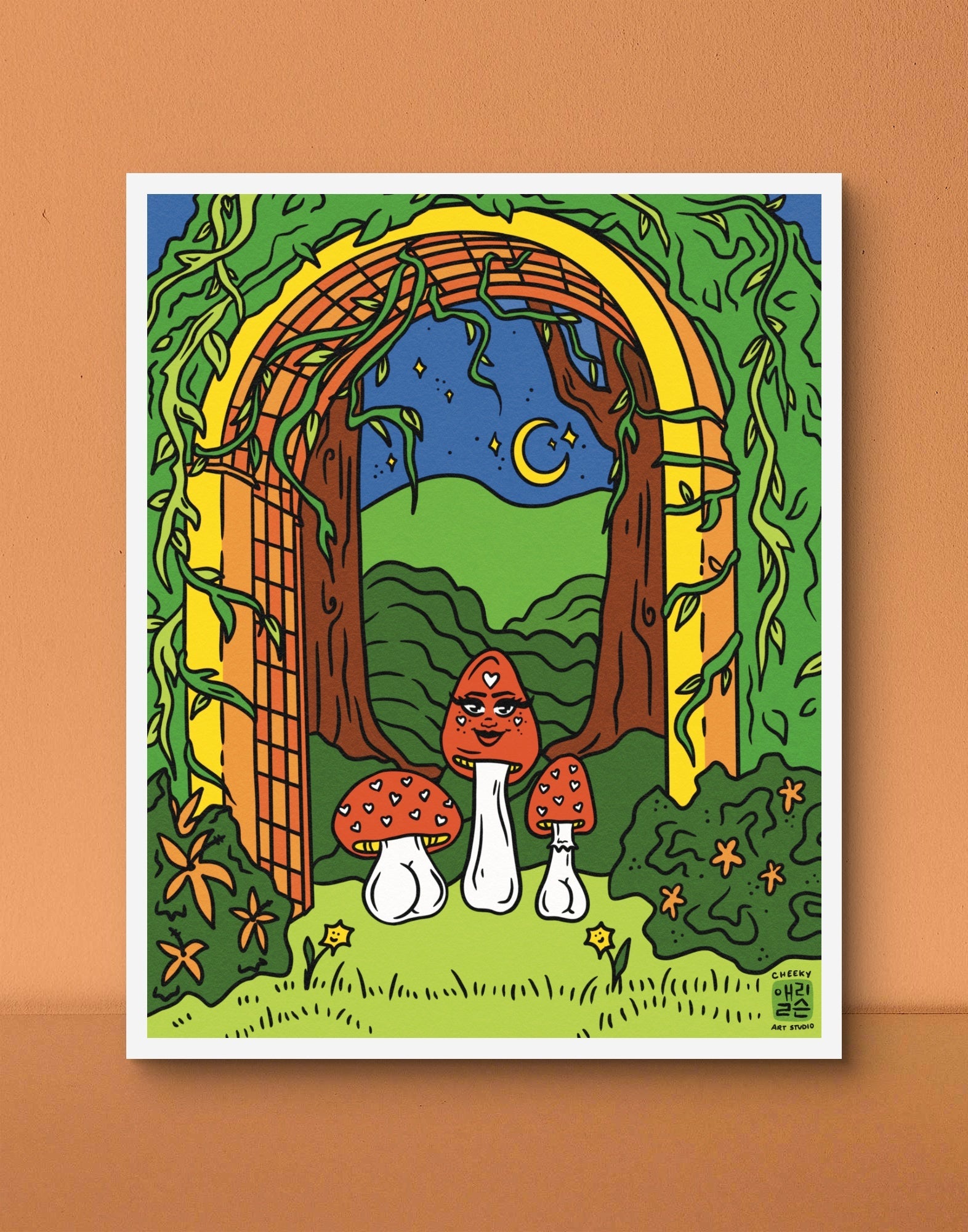 Magical Mushroom Garden Art Print - Cheeky Art Studio - art - fairy - garden - Artwork - Portland, Oregon - Asian American Artist