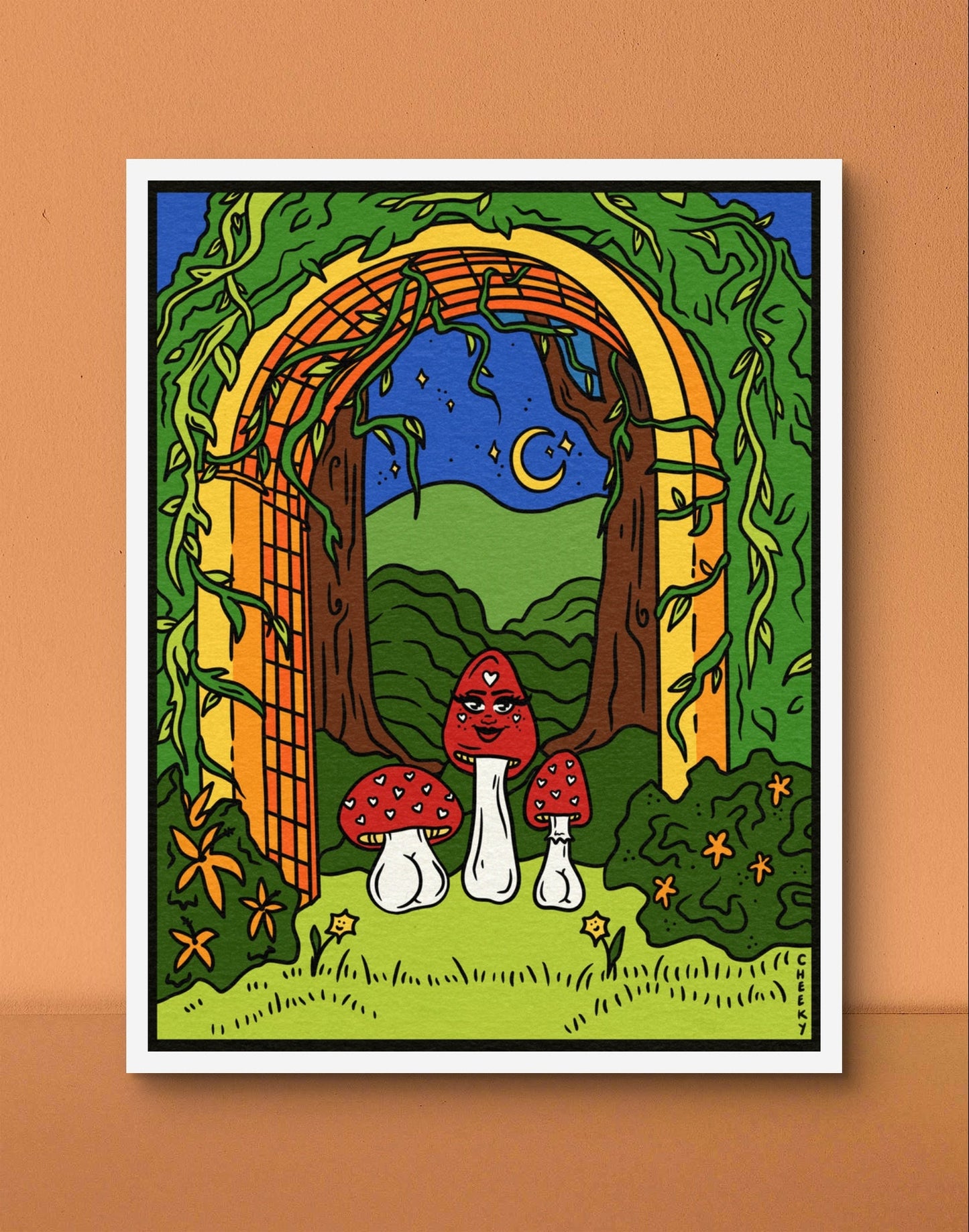 Magical Mushroom Garden Art Print - Cheeky Art Studio - art - fairy - garden - Artwork - Portland, Oregon - Asian American Artist