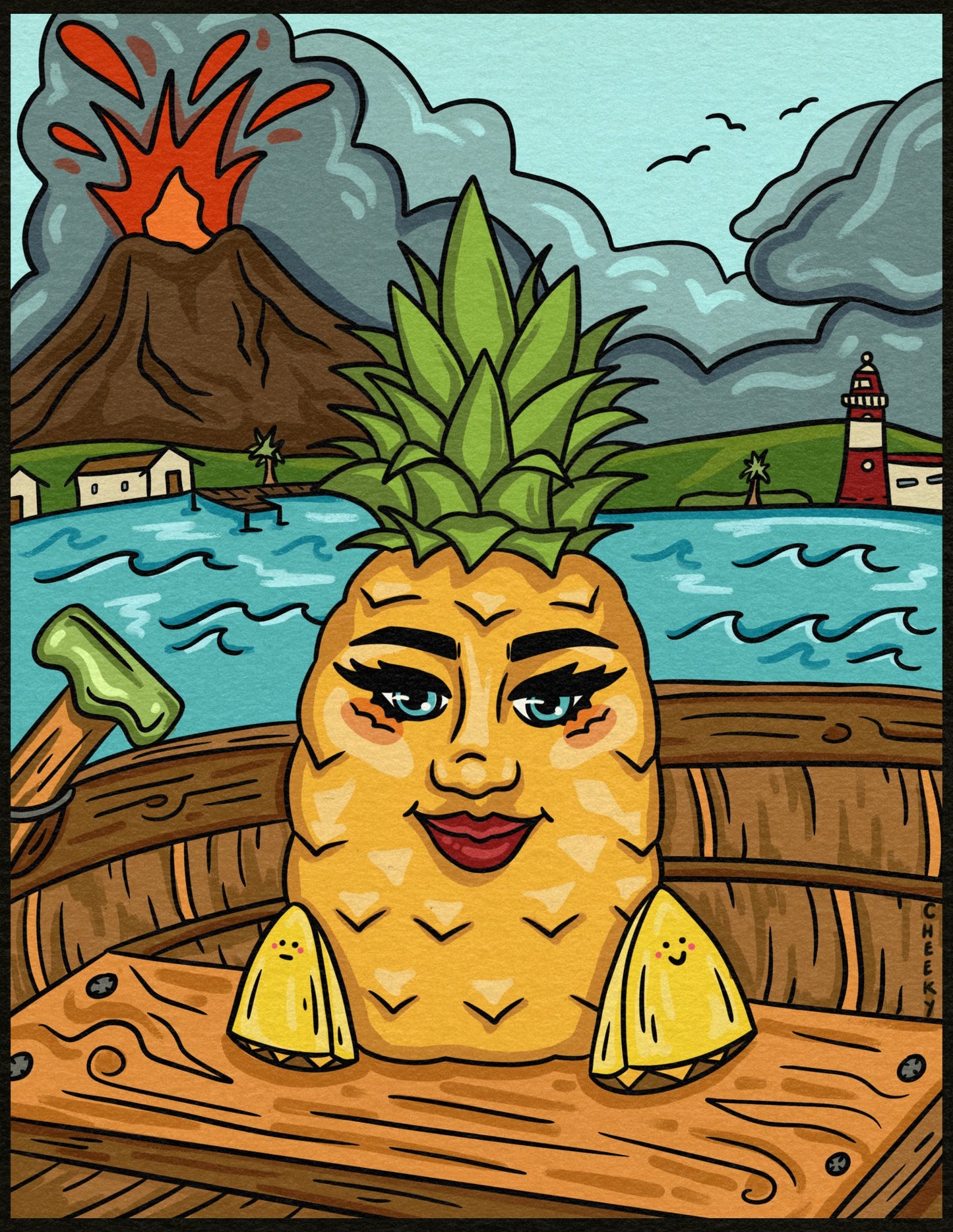 Mama Pineapple To The Rescue Art Print - Cheeky Art Studio - art - mom - Mother's Day - Artwork - Portland, Oregon - Asian American Artist