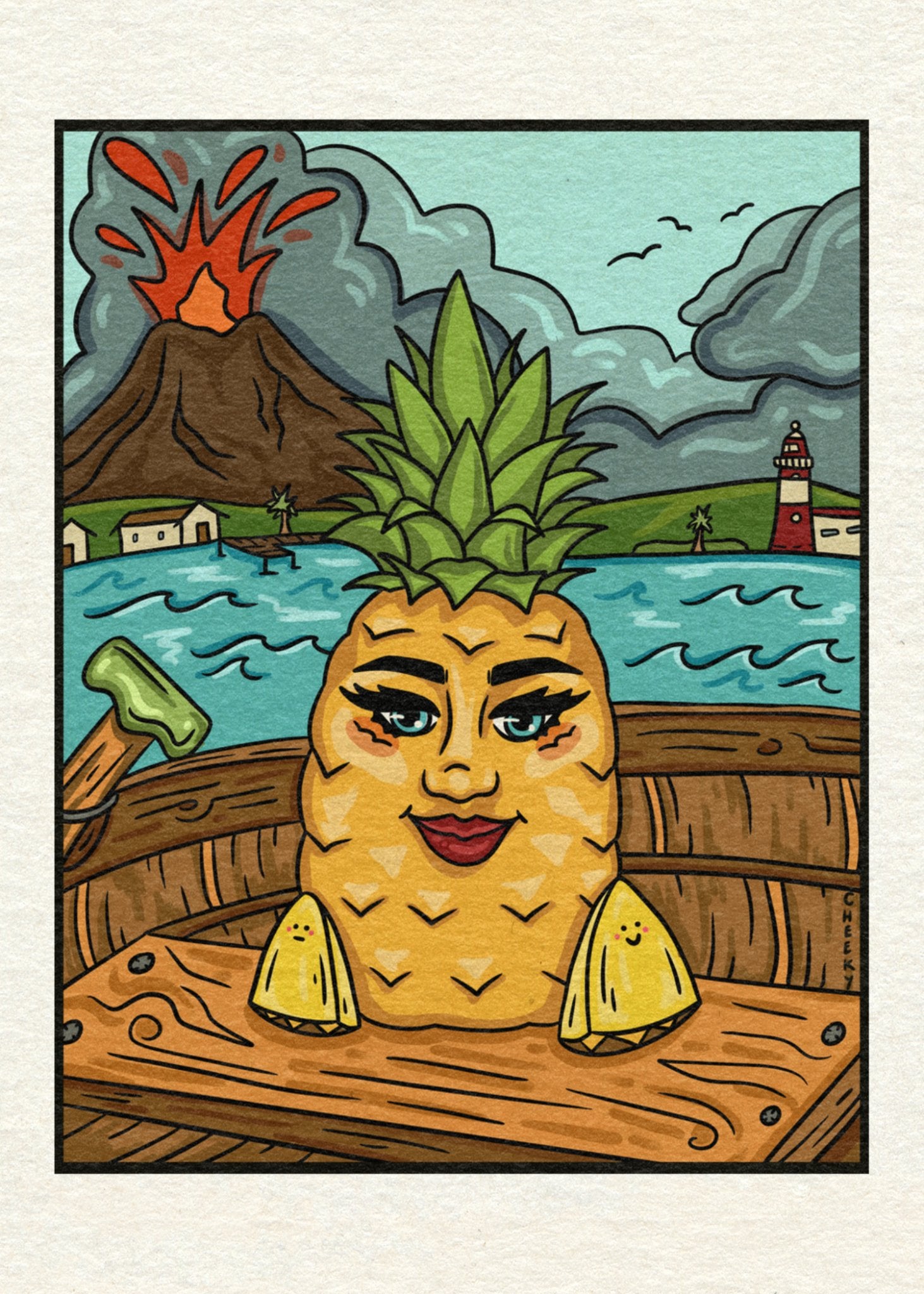 Mama Pineapple To The Rescue Art Print - Cheeky Art Studio - art - mom - Mother's Day - Artwork - Portland, Oregon - Asian American Artist
