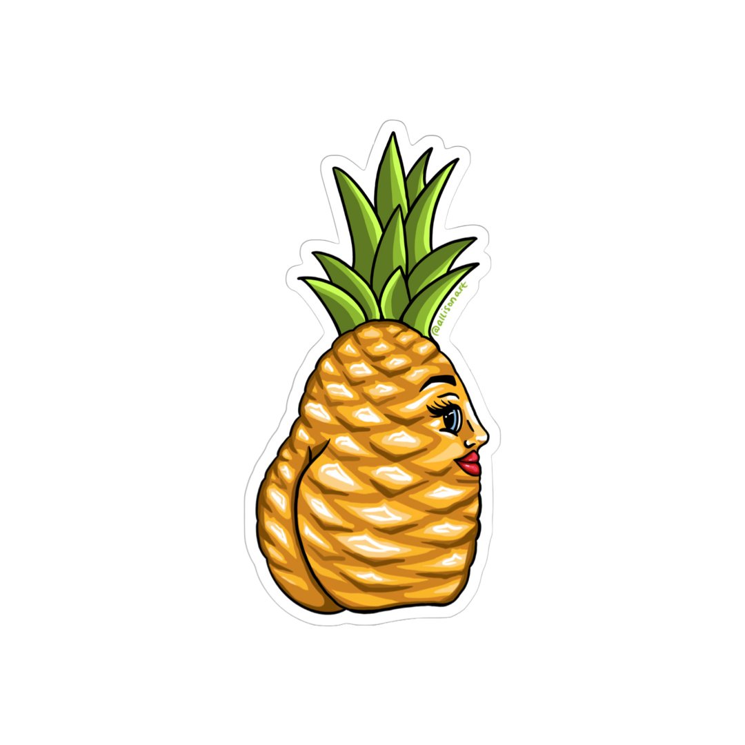 Mrs. Pineapple Booty Vinyl Sticker - Cheeky Art Studio - allison thompson - allisthompson - art - Electronics Stickers & Decals - Portland, Oregon - Asian American Artist
