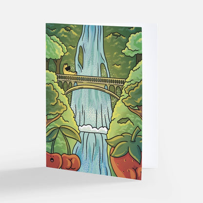 Multnomah Falls Cuties Greeting Card - Cheeky Art Studio - allison thompson - allisthompson - art - Greeting & Note Cards - Portland, Oregon - Asian American Artist