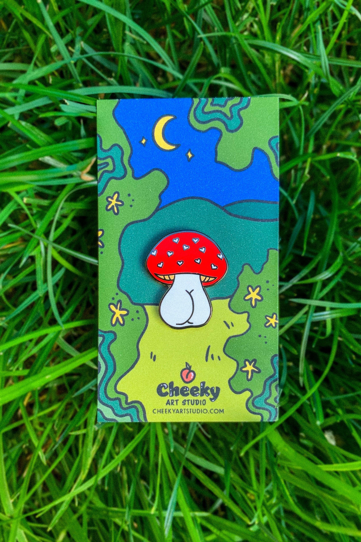 Mushroom Booty Enamel Pin - Cheeky Art Studio-mushrooms-pin-