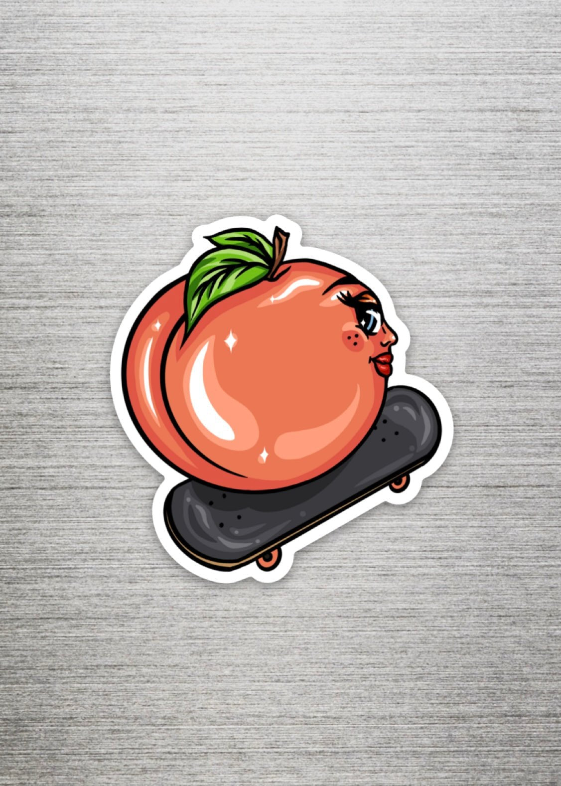 Peachy Skater Fridge Magnet - Cheeky Art Studio - fridge - Magnet - peach - Magnet - Portland, Oregon - Asian American Artist