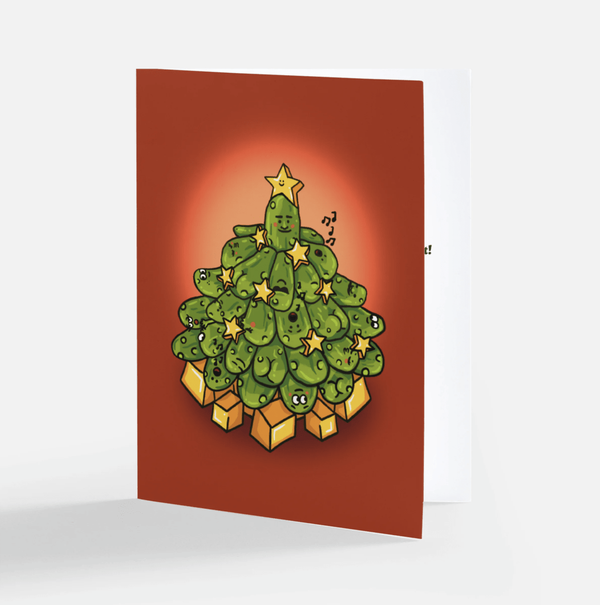 Pickle Christmas Tree Holiday Greeting Card - Cheeky Art Studio-allison thompson-allisthompson-art - Greeting & Note Cards - Portland, Oregon - Asian American Artist