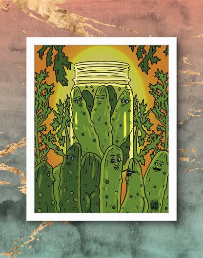 Pickle Party Art Print - Cheeky Art Studio - art - cucumbers - funny - Artwork - Portland, Oregon - Asian American Artist