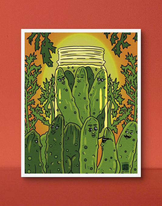 Pickle Party Art Print - Cheeky Art Studio - art - cucumbers - funny - Artwork - Portland, Oregon - Asian American Artist