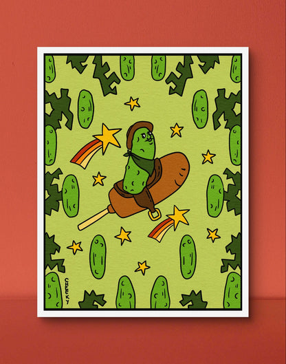 Pickle World Domination Art Print - Cheeky Art Studio - art - Corn dog - Corndog - Artwork - Portland, Oregon - Asian American Artist