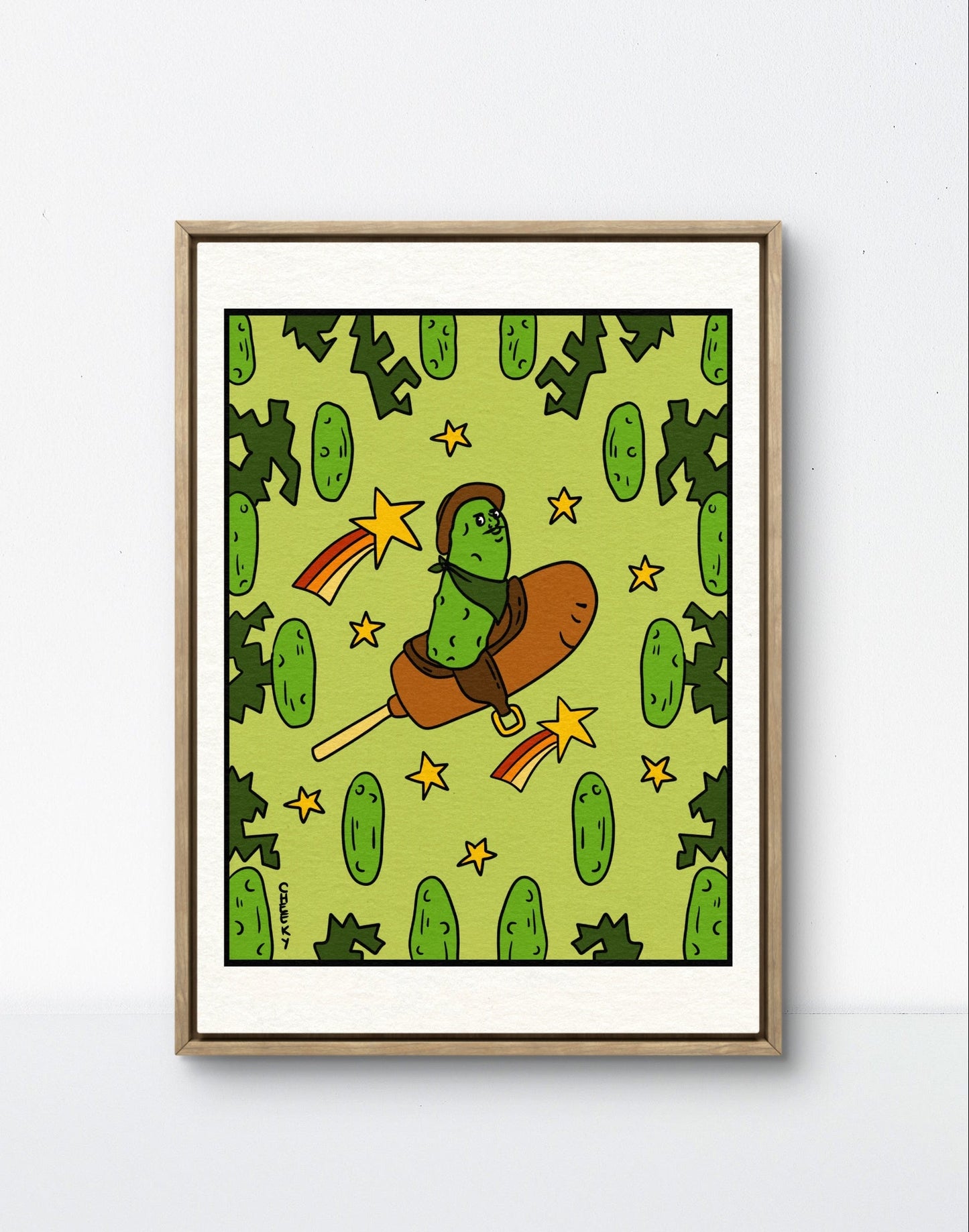 Pickle World Domination Art Print - Cheeky Art Studio - art - Corn dog - Corndog - Artwork - Portland, Oregon - Asian American Artist