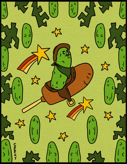 Pickle World Domination Art Print - Cheeky Art Studio - art - print - retro - Artwork - Portland, Oregon - Asian American Artist
